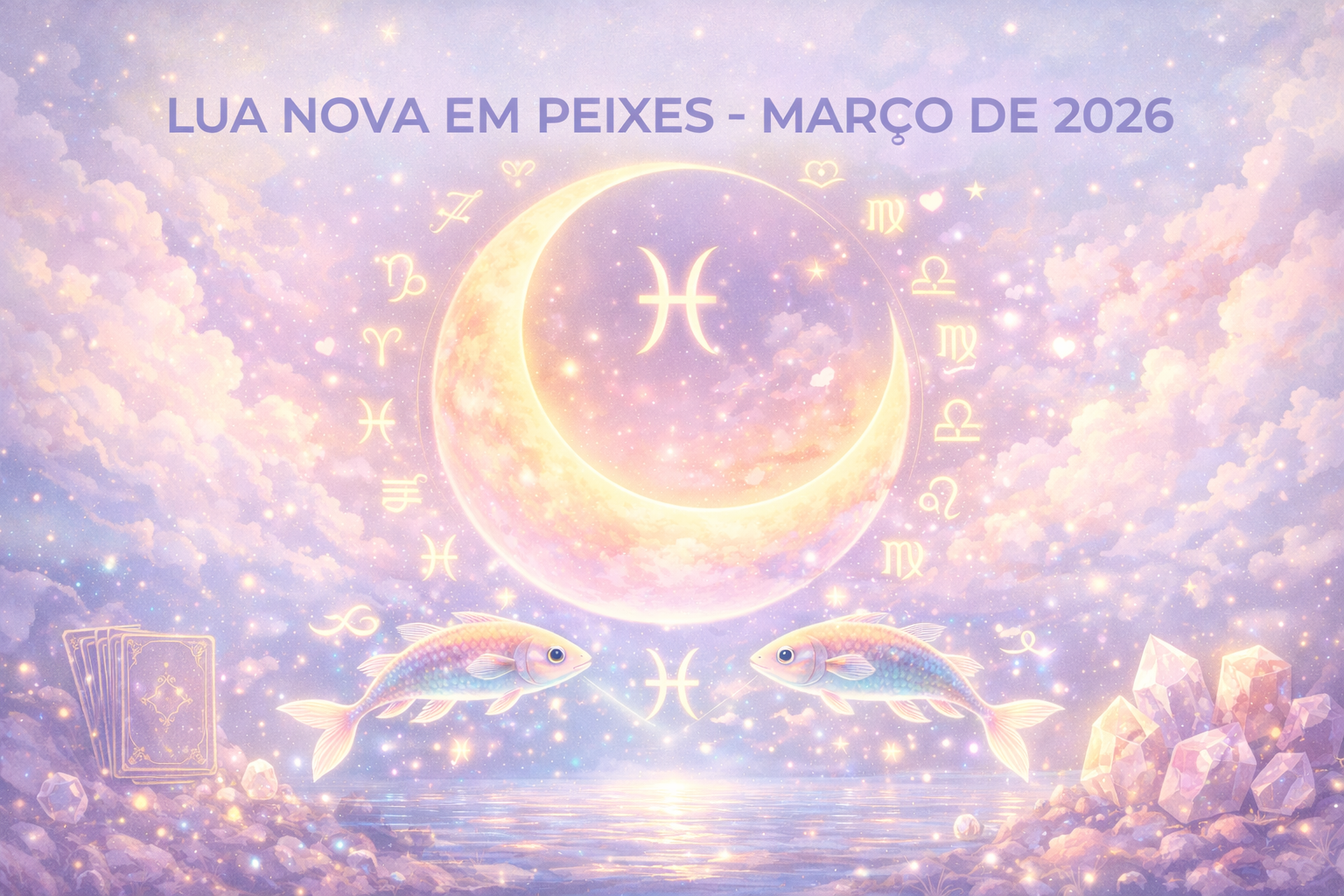 Lua Nova em Peixes 2026: previsões para signos e ascendentes