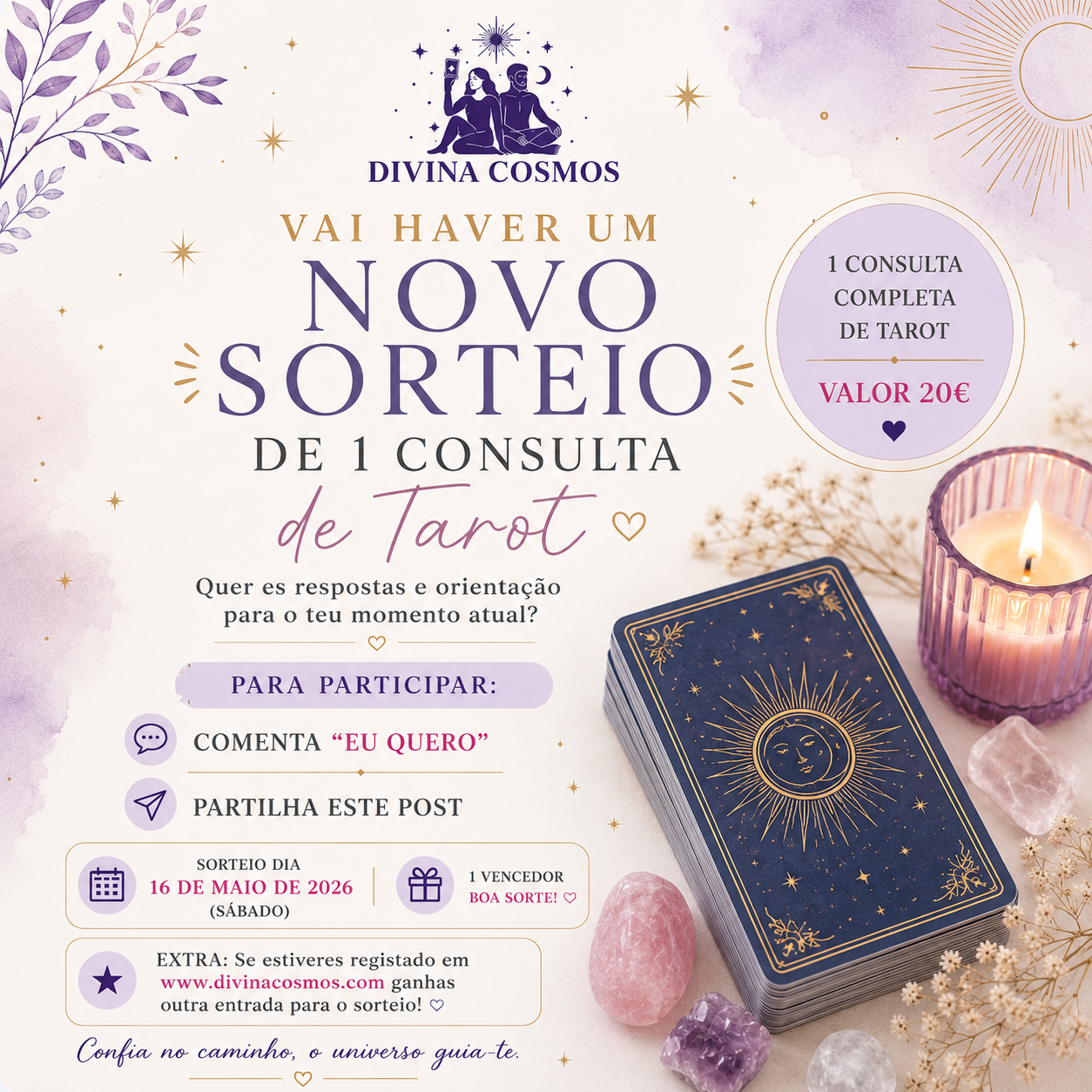 Título: Sorteio de 1 Consulta de Tarot | Divina Cosmos